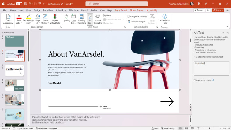 Microsoft coloca melhorias em sua faixa de acessibilidade do PowerPoint 24 1684428197 powerpoint accessiblity ribbon story