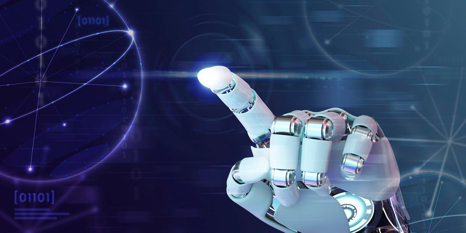 dedo da mao do robo graficos de tecnologia de fundo de ia