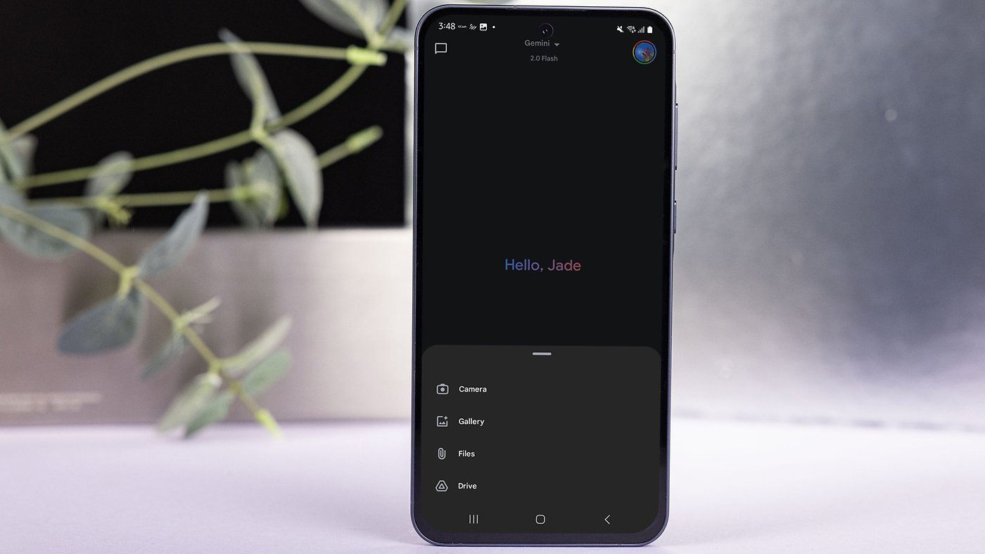 Samsung Galaxy A55 with Gemini app w1400h788