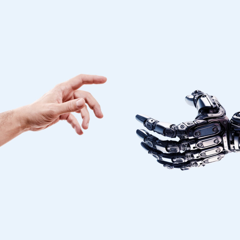 ChatGPT tira nota baixa em redação corrigida por professora, mas é elogiado por IAs 7 man s hand reaches for a robot hand on a light bac 2025 03 18 23 12 53 utc scaled