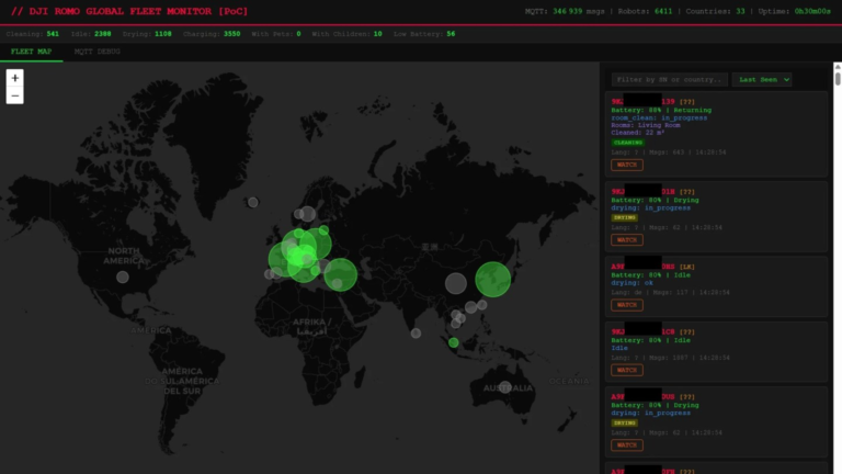 Como um utilizador conseguiu controlar quase 7000 robôs aspiradores da DJI 6 dji romo api communications